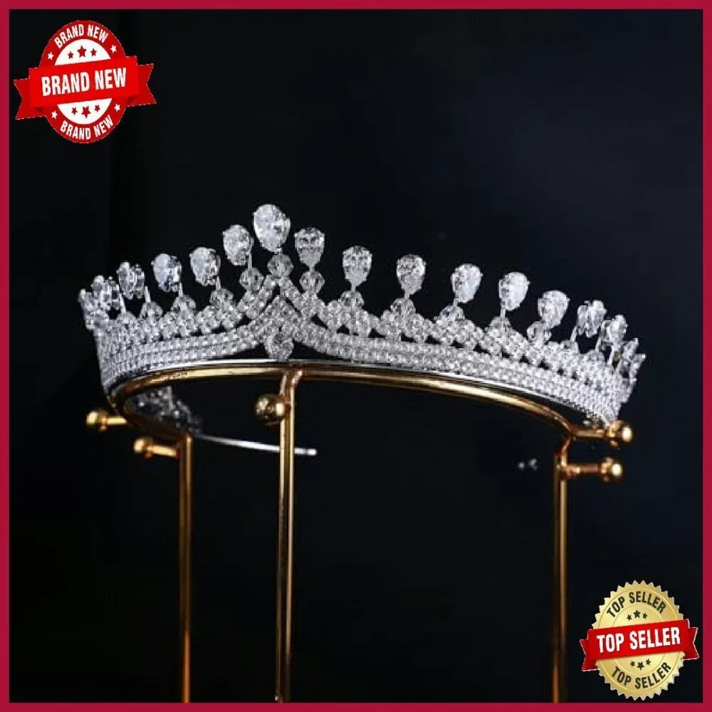 Zircon Bridal Tiara Wedding Crown Crystal Hair Accessory Adult Size